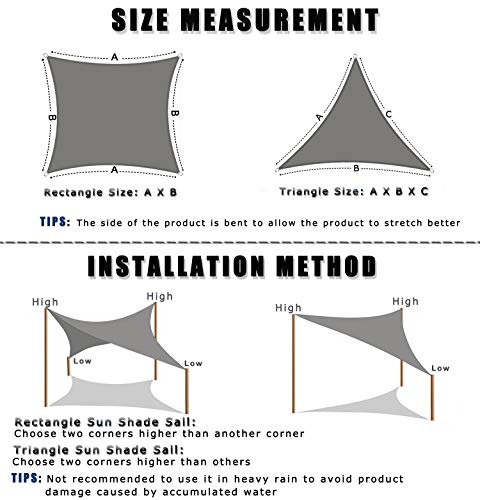 AXT SHADE Toldo Vela de Sombra Rectangular 3 x 4 m, protección Rayos UV y HDPE Transpirable para Patio, Exteriores, Jardín, Color Arena