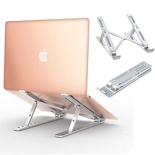 Babacom Soporte Portátil, Aluminio Ventilado Refrigeración Soporte Ordenador Portátil Plegable, Adjustable Laptop Stand, Ligero Soporte Mesa para Macbook DELL XPS, HP, PC y Otros 10-15.6” Portatiles