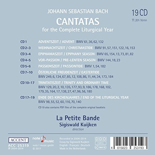 Bach: Integral De Cantatas Liturgicas -19 Cd