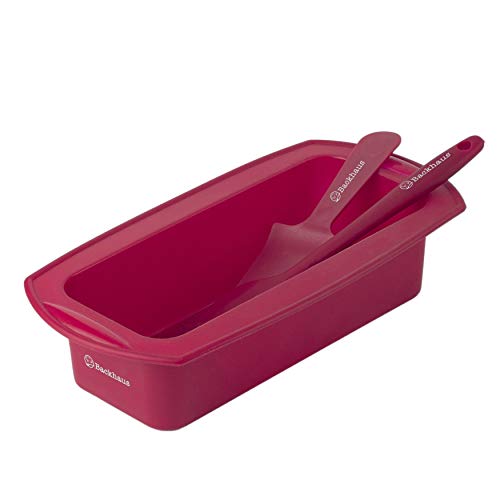 Backhaus FlexBake Molde Rectangular de Silicona Premium Antiadherente y Espátula + Cuchillo de Pastel Gratis | Juego de Repostería 100% Libres de BPA | 5 años de Garantia | Ø: 23cm | Rojo