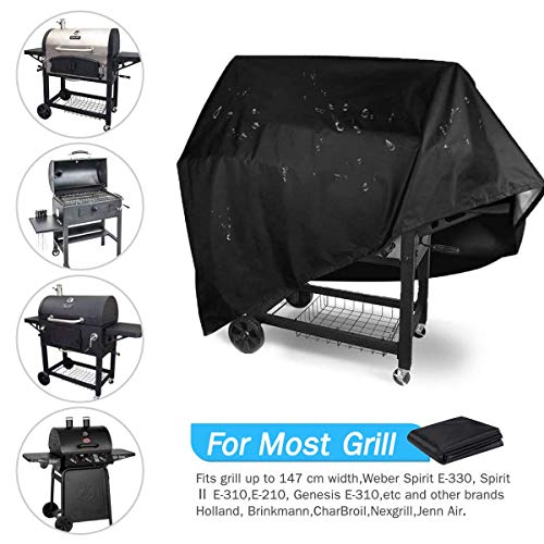 BACKTURE Funda Barbacoa, 420D Oxford Funda Protectora para Barbacoa BBQ Funda Anti-Viento/UV/Impermeabilidad Cubierta para Barbacoa para Weber, Brinkmann, Char Broil(147X61X122cm)