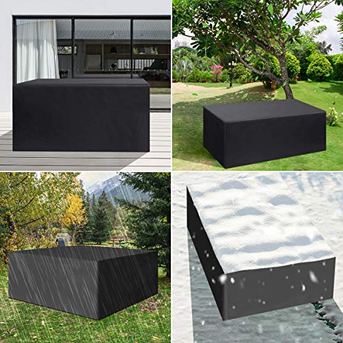 BACKTURE Funda Mesa Jardin, Fundas Muebles Jardín Impermeable de Exterior, 420D Oxford Cubierta de Mesa Resistente al Polvo Anti-UV, Protectora para Muebles de Jardin, Mesa y Sillas(135x135x75cm)