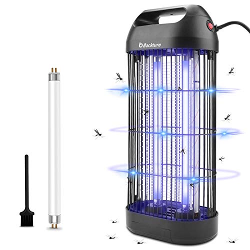 BACKTURE Lámpara Antimosquitos Electrico, 18W UV Lámpara Anti Mosquitos Interior con Caja de Recogida, Tubo de Repuesto y Cepillo Limpio, para Mata Mosquitos, Insectos, Polillas, Moscas, Efecto 40㎡