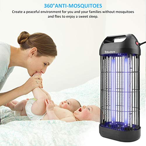 BACKTURE Lámpara Antimosquitos Electrico, 18W UV Lámpara Anti Mosquitos Interior con Caja de Recogida, Tubo de Repuesto y Cepillo Limpio, para Mata Mosquitos, Insectos, Polillas, Moscas, Efecto 40㎡