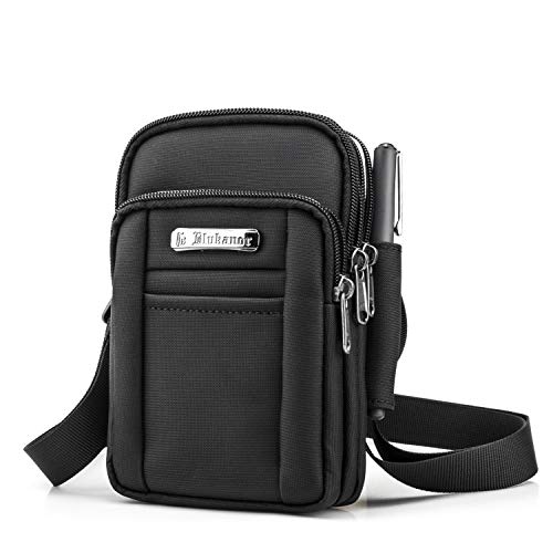 BAGZY Bolso Pequeño Para Hombre Riñonera Hombre Bandolera Cintura Militar Ejército Molle EDC Táctico Mobile Deportiva Monedero Bolsa de Cintura Tarjetero mensajero cruzada cuerpo Negro