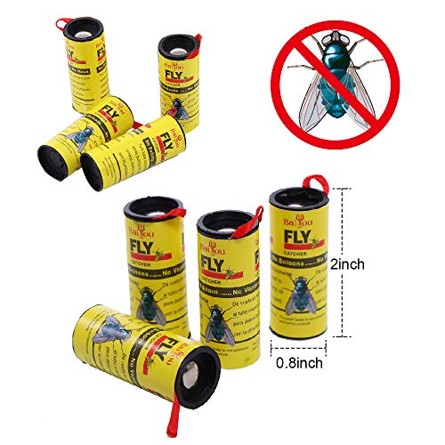 BaiYou Atrapa Moscas Adhesivo Trampa Moscas Fruta 16 Rollos Atrapa Moscas Tiras Atrapamoscas Atrapa Mosquitos para Invernadero Jardin Exterior Interior No Tóxico