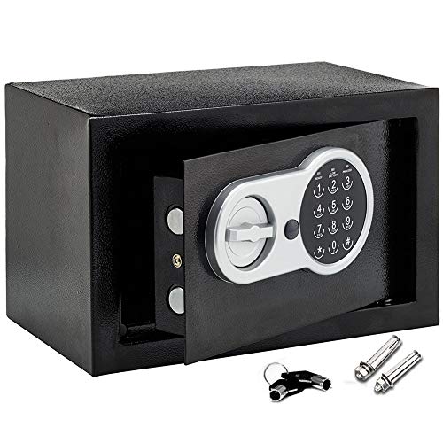 Bakaji Caja Fuerte a Pared Numérica Digital, de Seguridad Electrónica Casa Albergo Hotel Safe + 4 x AA Pilas y Llaves de Emergencia, Negro, 30 x 20 x 20 cm