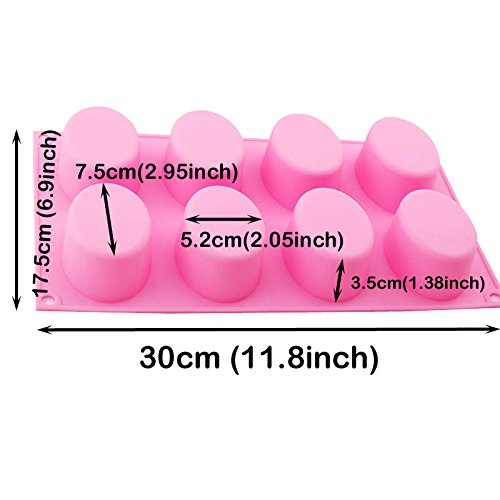 BAKER DEPOT 8 molde de silicona cavidad para el jabón hecho a mano, chocolate, cubo de hielo, jalea Oval huevo diseño conjunto de 2