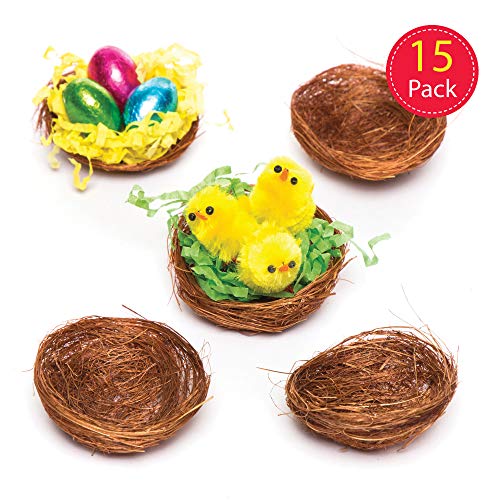 Baker Ross E8623 Mini Nidos de Pájaros (Paquete de 15) Esencial para manualidades decorativas de Pascua y Primavera