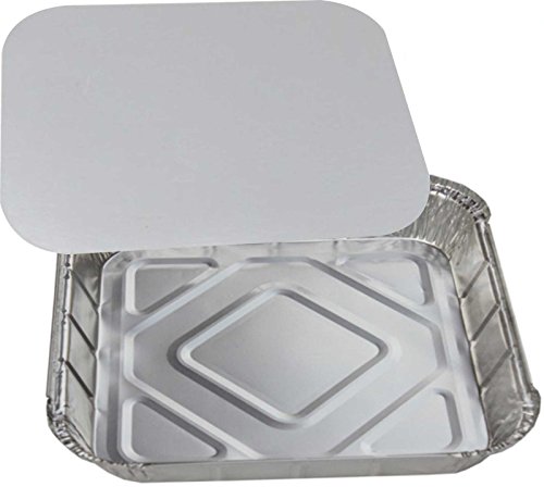 Bakery direct - 10 contenedores de alimentos grandes de lámina de aluminio con tapas - 22,9 x 22,9 x 5 cm