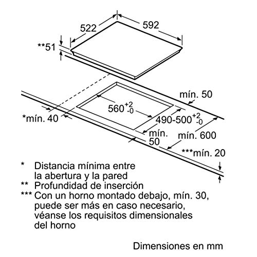 Balay 3EB865FR - Placa de inducción de 60 cm de ancho, bisel delantero, 3 zonas de inducción, control táctil, color negro