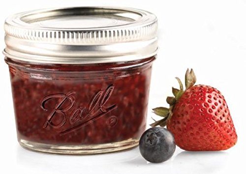 BALL MASON JARS 1440008003 - Frascos de vidrio de 135 ml, diseño de diamantes, 4 piezas, color transparente