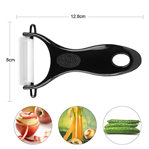 Ballery Cuchillos de Cerámica Set, 4 Piezas Cuchillos de Cocina y 1 Pelador Cerámica (6"Chef Cuchillo, 5'' Utilidad/Cortar, 4'' Cuchillo de Fruta, 3'' Cuchillo de pelado) - Blanco