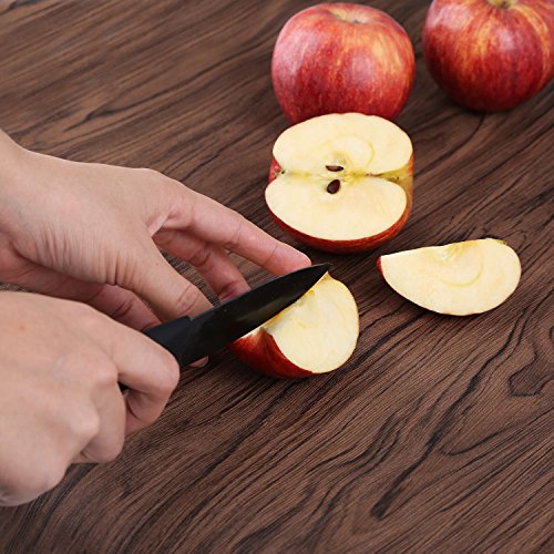 Ballery Cuchillos de Cerámica Set, 4 Piezas Cuchillos de Cocina y 1 Pelador Cerámica (6"Chef Cuchillo, 5'' Utilidad/Cortar, 4'' Cuchillo de Fruta, 3'' Cuchillo de pelado) - Negro