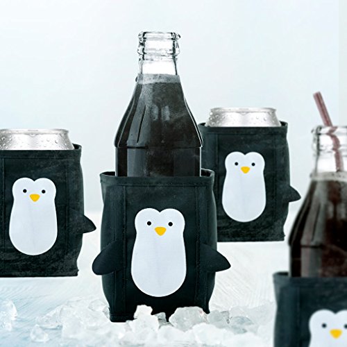 Balvi - Penguin Enfriador de latas, Enfriador de Cerveza, Enfriador de Bebidas. Set de 4 Unidades. con Forma de pingüino.