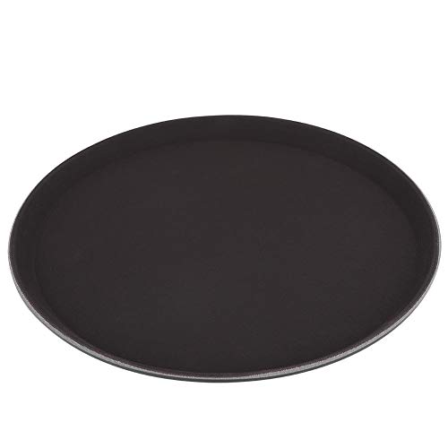 Bandeja de servicio redonda, Bandeja antirresbaladiza de plástico antirresbaladiza de la bandeja plástica respetuosa del medio ambiente para Andies, comida, té, fruta, bocado (35 cm)