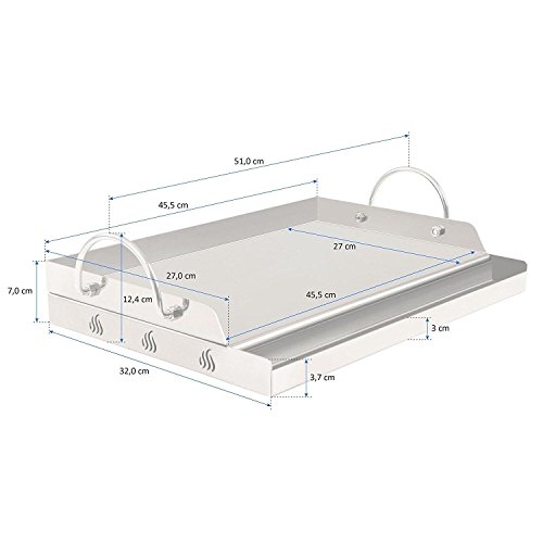 Bandeja Onlyfire de acero inoxidable universal para barbacoa de carbón, plancha, parrilla de gas y más, rectangular, 51 x 32 x 12,4 cm