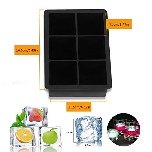 Bandejas para Hielo Silicona con Tapa, Juego de 2 Cubitera Hielo, Molde Cubo Hielo 4.5 * 4.5 cm, Ice Mold para Congelarse Alimentos para Bebe Agua Cola Cócteles Whisky, sin BPA