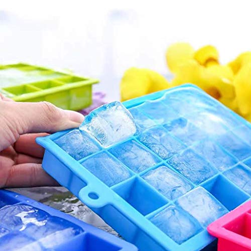 Bandejas para Hielo Silicona con Tapa, Juego de 3 Cubitera hielo con 1 Pinza, Molde Cubo Hielo 2.5 * 2.5 cm, Ice Mold para Congelarse Alimentos para Bebés Agua Cola Cócteles Whisky