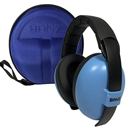 Banz Baby Earmuffs & Case Combo Orejeras, Blue, Hasta 3 años para Bebés