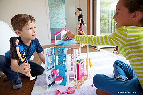 Barbie-DVV48 barbie dos Pisos Plegable, Casa con Muñeca y Accesorios, multicolor Mattel GXC00 , color/modelo surtido