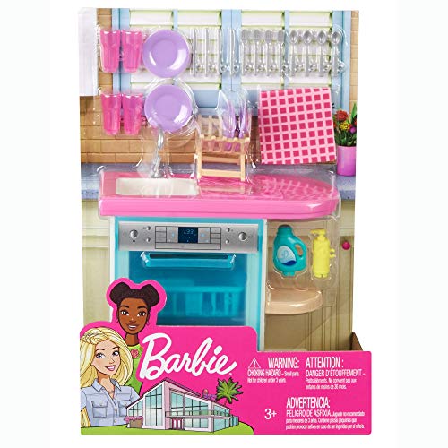 Barbie Muebles de interior, accesorios para la cocina de la casa de muñecas (Mattel FXG34)