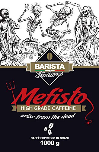 Barista Italiano ♨️ Mefisto - Dark Roast Extremadamente Fuerte ♨️ Espresso Altamente Cafeinado ♨️ 1KG Café Natural En Grano ♨️ Premium Robusta