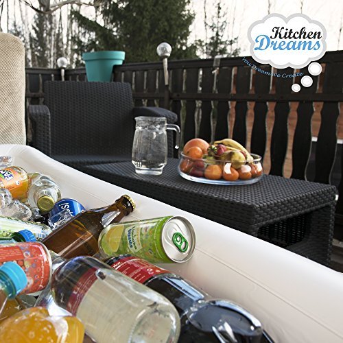 Barra hinchable para mesa de piscina, 2 unidades de bandeja grande para buffet con tapón de drenaje, mantiene tus ensaladas y bebidas frías – para fiestas, indor y uso al aire libre