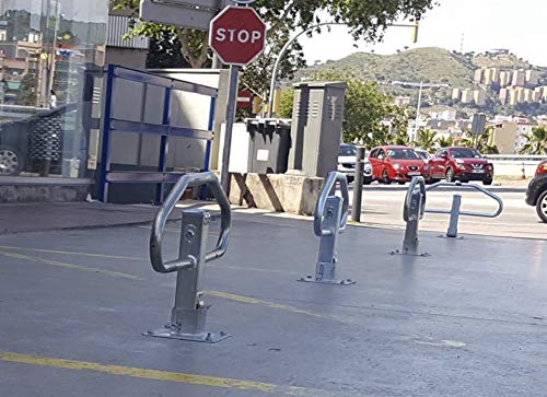 Barrera parking abatible manual con cerradura para bloqueo aparcamiento. Bolardo protección plegable para coche (1- Barrera)