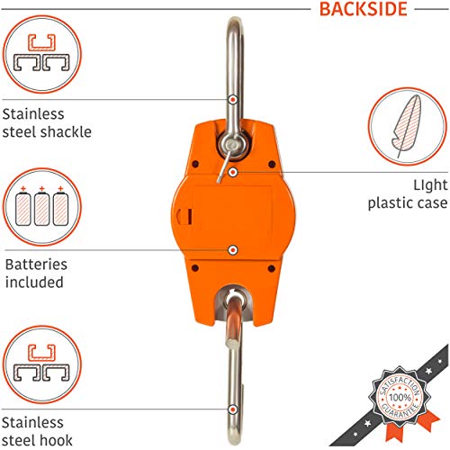 Báscula colgante 300Kg para granja, caza, peso de arco con sensor de precisión (estuche digital profesional y liviano)