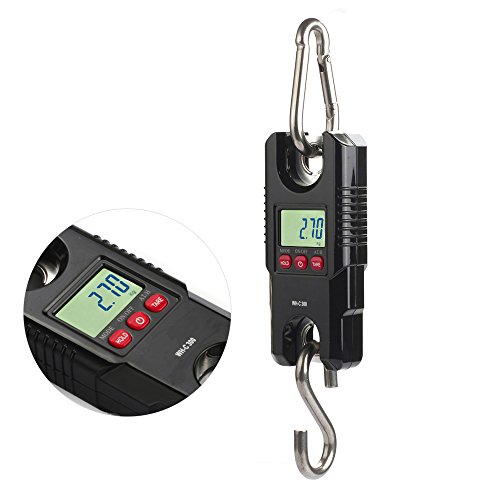 Báscula de suspensión digital RISEPRO®, con grúa de bolsillo para equipaje de pesca, 300 kg (WH-C300)