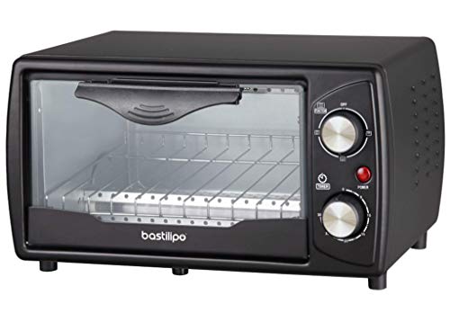 Bastilipo Black Mini Horno Tostador Turin, 1000 W, 9 litros, Acero Inoxidable, Negro