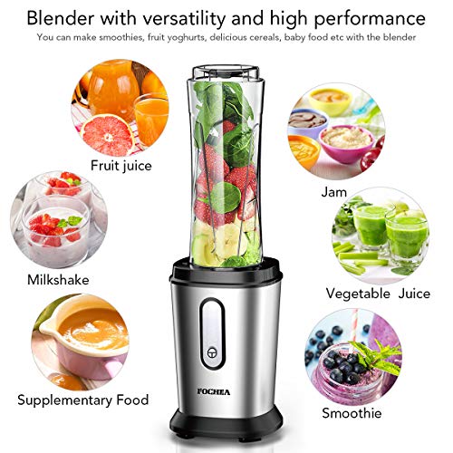 Batidora de Vaso, FOCHEA Mini Batidoras Smoothie 500W con 2 * 600ml Botella Tritan, Smoothie Maker para Frutas, Batidos, Vegetales, Libre de BPA