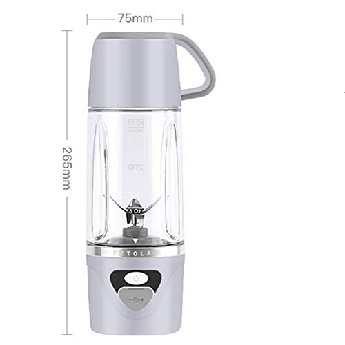 Batidoras de Vaso Individuales, 600ML Mini Licuadora Eléctrica, Recargable Juice Blender con USB, para Zumos de Fruta y Verdura, Ensalada, Sopa, Alimentos para Bebés (White)