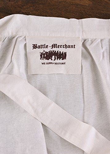 Battle-Merchant - Delantal medieval largo para mujer - Algodón - Para LARP vikingo - Blanco/natural - Talla única - Natural - Longitud 80 cm