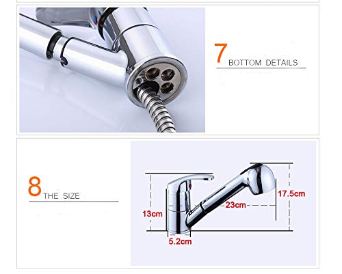 Baulanna Kitchen Faucet, Grifos para fregadero de acero inoxidable, con rociador extraíble, cocina giratoria de 360 °, Fregadero retráctil en caliente y en frío