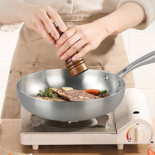 Bblie Sartén de Acero Inoxidable de 24 cm, Sartén con Asas, Sartén para Carne