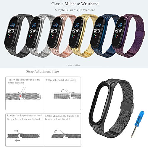 BDIG Correa Compatible Mi Band 5 Correas Metal, Pulsera de Acero Inoxidable Agradable para Mi Band 5 Correa (No Host), Negro