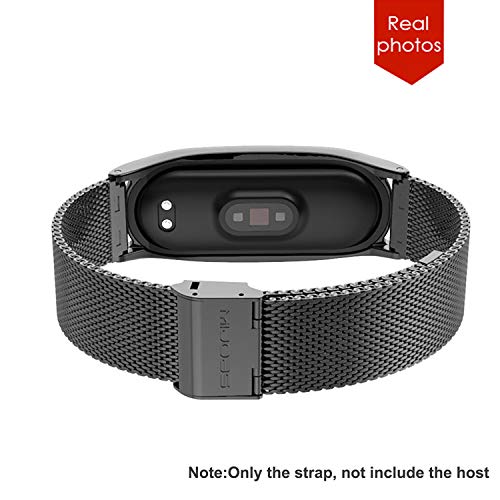 BDIG Correa Compatible Mi Band 5 Correas Metal, Pulsera de Acero Inoxidable Agradable para Mi Band 5 Correa (No Host), Negro