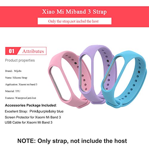 BDIG Pulsera Correa para Xiaomi Mi Band 3 Mi Band 4, Colorido Suave Silicona Pulsera Impermeable, Diseño de la Mejor para Pulsera Xiaomi Mi Band 4 Mi Band 3, Marrón, Large Strap Length (3PCS Sets)