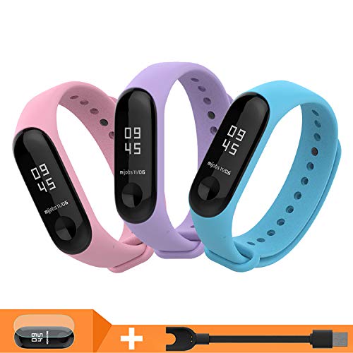 BDIG Pulsera Correa para Xiaomi Mi Band 3 Mi Band 4, Colorido Suave Silicona Pulsera Impermeable, Diseño de la Mejor para Pulsera Xiaomi Mi Band 4 Mi Band 3, Marrón, Large Strap Length (3PCS Sets)