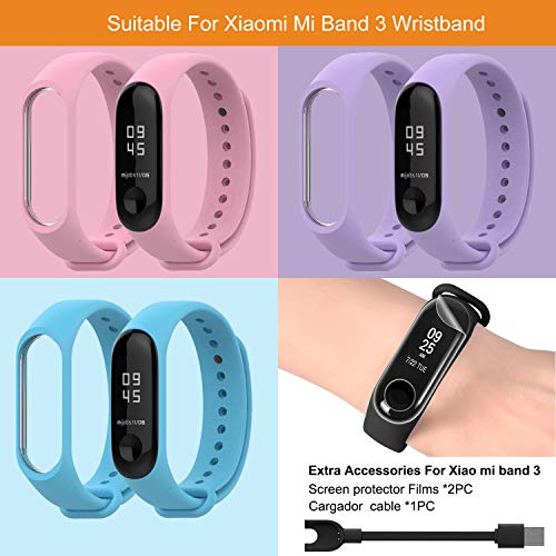 BDIG Pulsera Correa para Xiaomi Mi Band 3 Mi Band 4, Colorido Suave Silicona Pulsera Impermeable, Diseño de la Mejor para Pulsera Xiaomi Mi Band 4 Mi Band 3, Marrón, Large Strap Length (3PCS Sets)