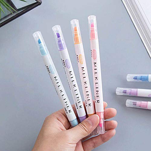 BE-TOOL - Rotuladores fluorescentes de doble cabezal para iluminación, juego de rotuladores de colores pastel arcoíris para estudiantes, oficinas, aulas, colores surtidos (12 colores)