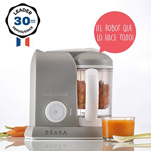 Béaba Babycook Solo Robot de cocina infantil 4 en 1, Tritura, cocina y cuece al vapor, Cocción al vapor rápida, Comida casera y deliciosa para bebés y niños, Comida variada para tu bebé