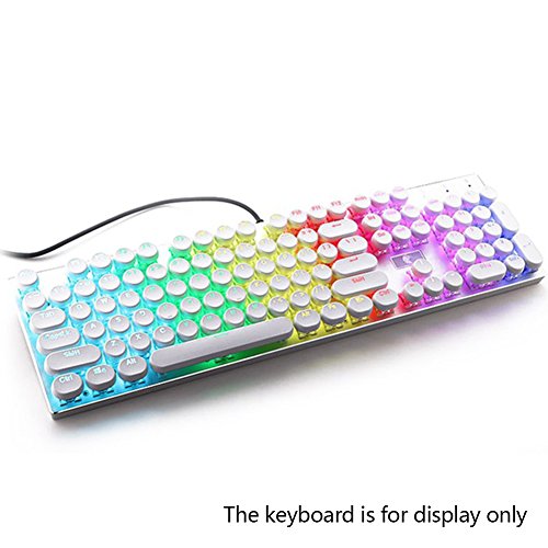 Beautyrain 104 Unids ABS Tapas Redondas Redondas Contraluz para Cruz Teclado Mecánico Eje (Blanco)