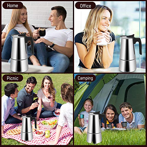 Becoyou Cafetera Italiana,9 Tazas(450ml) Cafetera Italiana Induccion,Cafetera espressos en Acero Inoxidable,Conveniente para la Cocina de inducción,Cafetera Moka,Uso Doméstico y en la Oficina