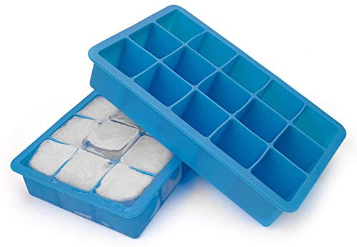 bedee Cubitera Hielo,2pcs Moldes para Cubitos de Hielo,Molde Silicona Sin BPA, para Congelarse Alimentos para Bebés, Cola,Cócteles Cola Whisky (Azul)