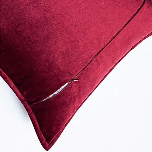 Bedsure Funda Cojin 45 x 45 Vino Rojo - Juego de 2 Fundas Cojines Decorativas de Terciopelo, Muy Suave, Funda de Almohada Cuadrada para Sofá, Dormitorio y Sala de Estar, con Cremallera