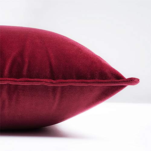 Bedsure Funda Cojin 45 x 45 Vino Rojo - Juego de 2 Fundas Cojines Decorativas de Terciopelo, Muy Suave, Funda de Almohada Cuadrada para Sofá, Dormitorio y Sala de Estar, con Cremallera