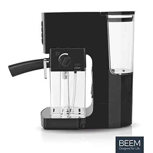 BEEM máquina de Espresso Classico con Tanque de Leche Integrado y Boquilla de Vapor | Potente Bomba Italiana de 19 Bares para la Crema más Fina, Tanque de Agua extraíble